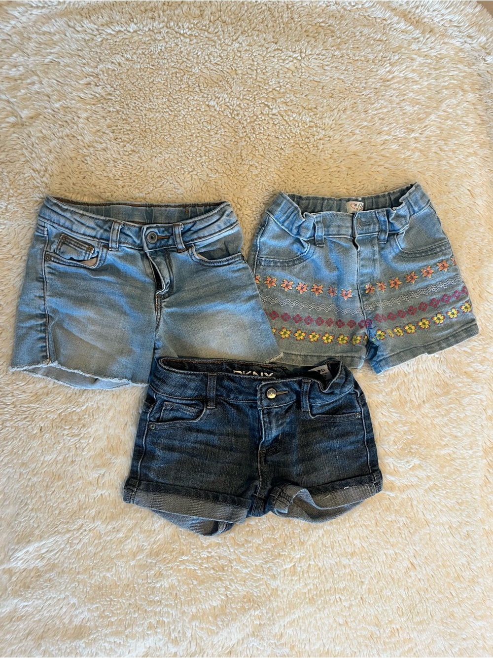 Girls Denim Shorts Trio - Light and Dark Blue Sz 5/6